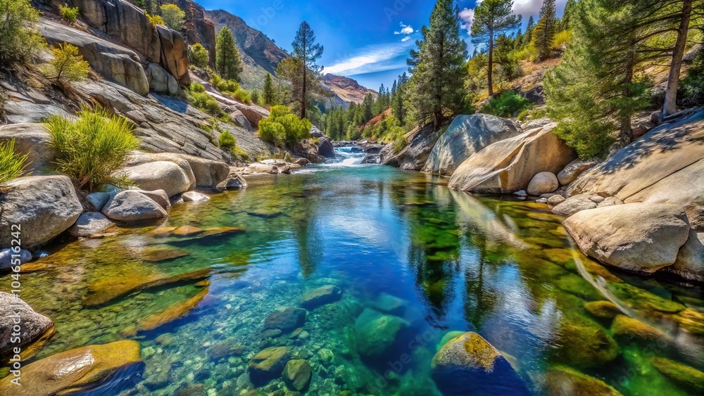 landscape of water flowing through ravine in southern sierra nevada