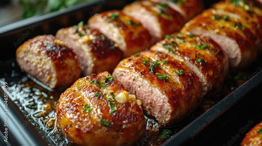 Meat-filled pan with savory sauce Meat-filled pan with savory sauce
