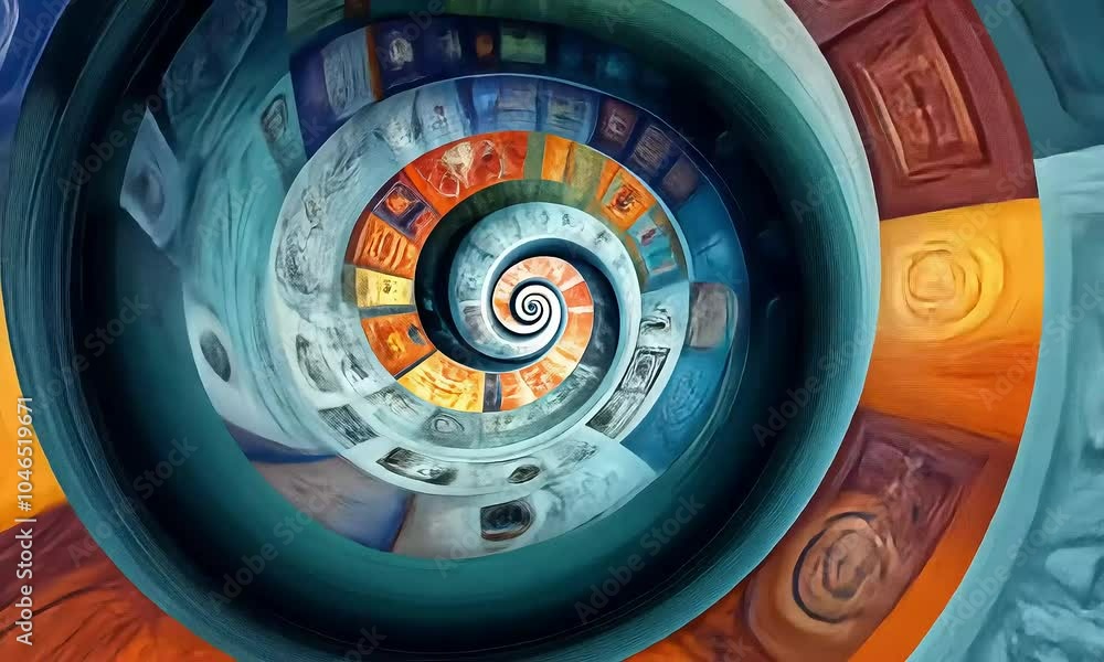 Spiral staircase of abstract colorful tiles with ai generated.
Spiral staircase of abstract colorful tiles with ai generated.