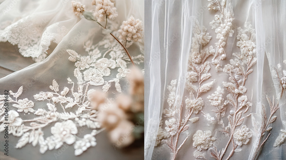 Delicate lace fabric featuring intricate floral designs in soft tones, perfect for adding touch of elegance to any garment or decor. natural floral patterns evoke rustic charm Delicate lace fabric featuring intricate floral designs in soft tones, perfect for adding touch of elegance to any garment or decor. natural floral patterns evoke rustic charm