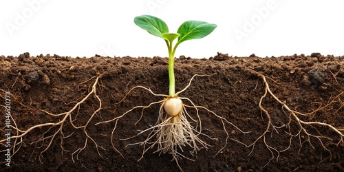 Fresh soybean sprout in soil
