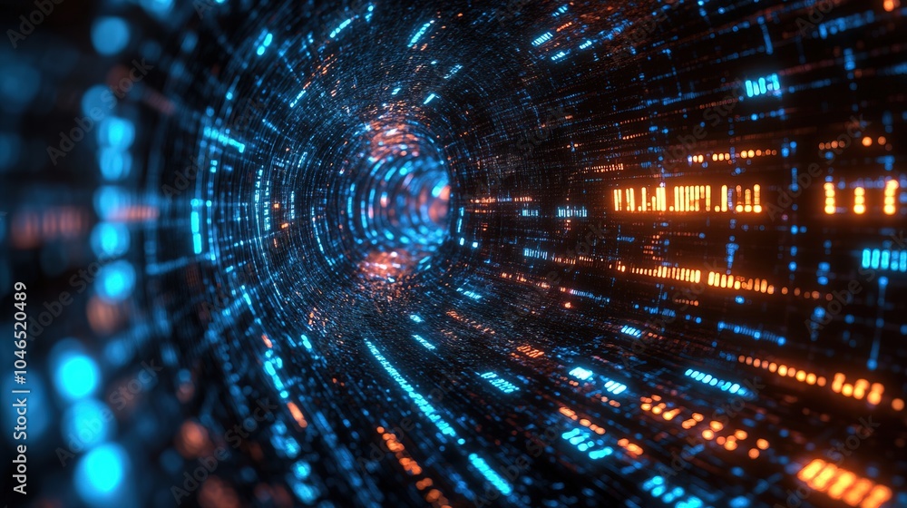 Fototapeta premium Quantum computing financial algorithms creating a pulsating data stream