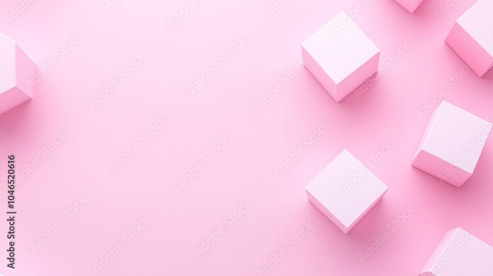 Photo of, Pink background with minimalist 3D cubes for design, banner template Photo of, Pink background with minimalist 3D cubes for design, banner template
