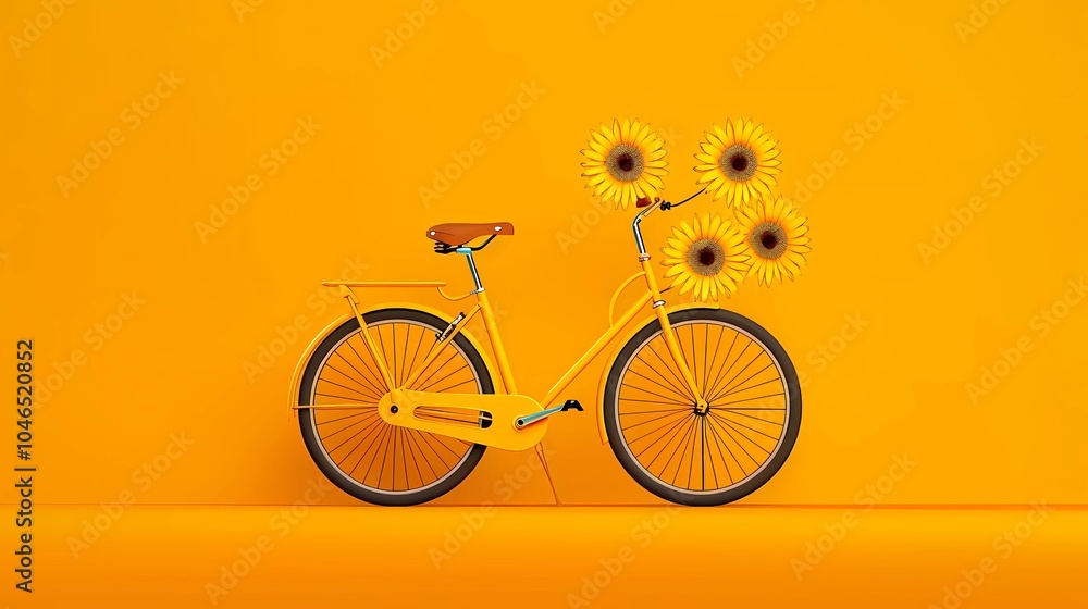 Fototapeta premium vintage bicycle with sunflowers