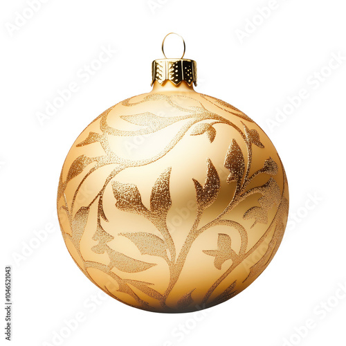 A vibrant gold ornament with a matte finish isolated on white background, decoration for Christmas tree. photo