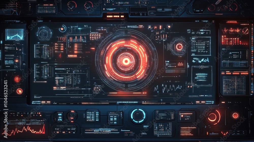 Fototapeta premium High-tech background with holographic interfaces and virtual screen