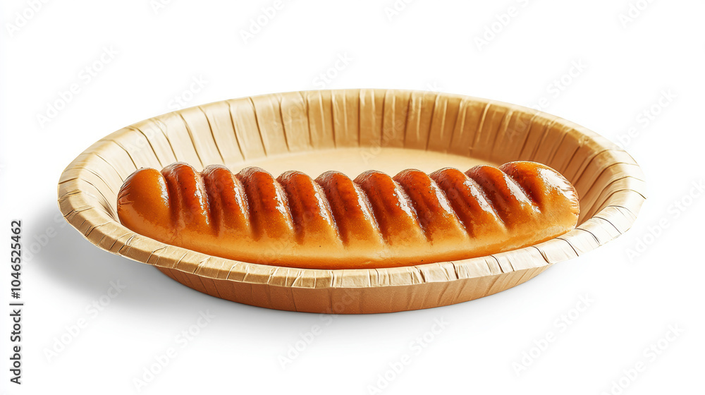 A hot dog is sitting on a paper plate A hot dog is sitting on a paper plate