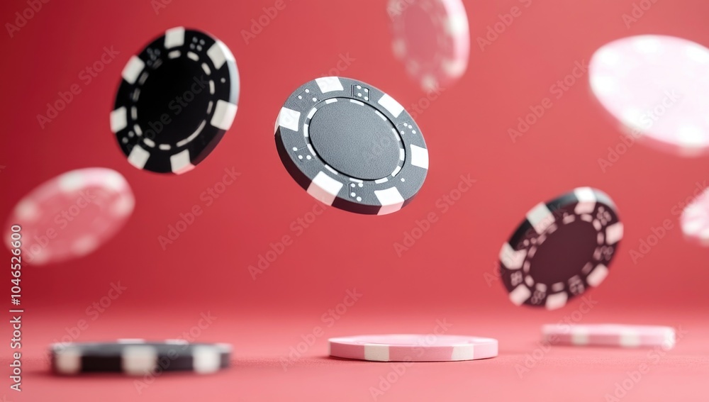 Casino chips close-up, blurred background Casino chips close-up, blurred background