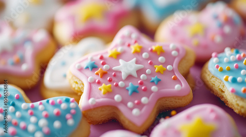 Colorful Star Shaped Cookies with Sprinkles