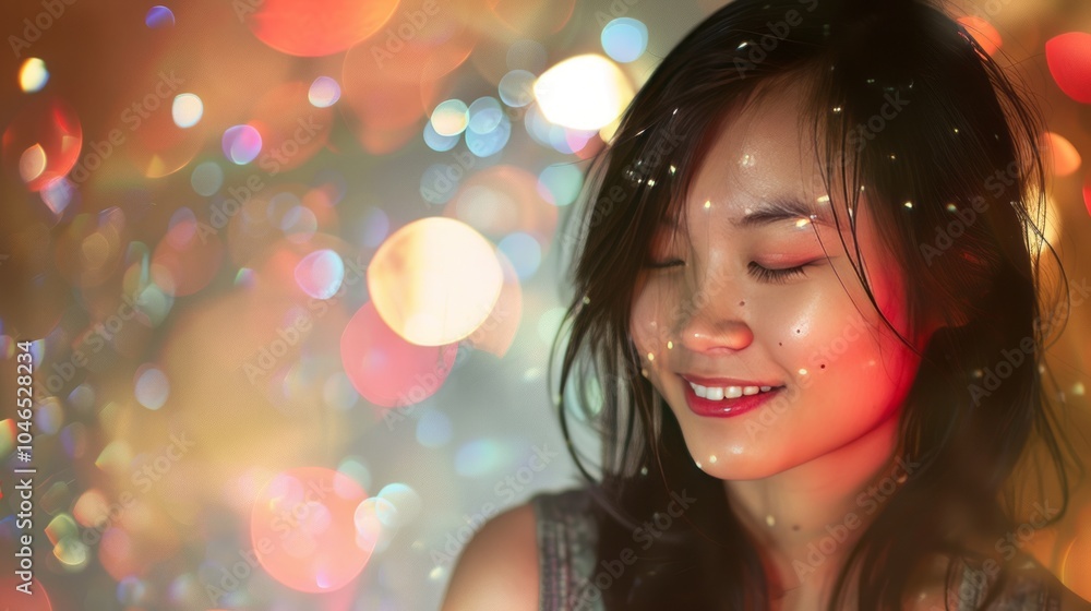 Whimsical image of an Asian woman in studio lighting Whimsical image of an Asian woman in studio lighting