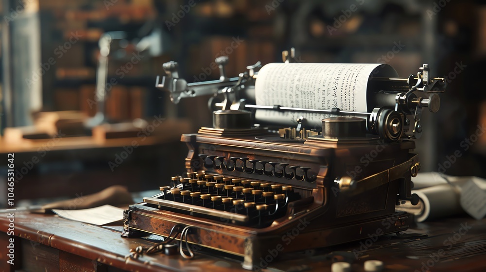 Fototapeta premium A 3D render of a stenography machine with a paper roll