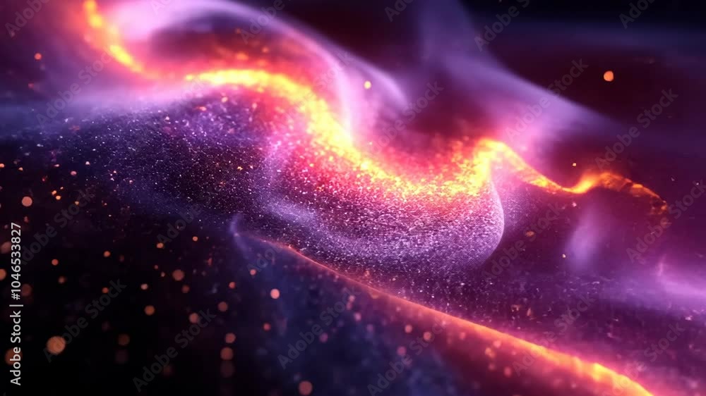 Abstract background with glowing particles forming a wave. Abstract background with glowing particles forming a wave.