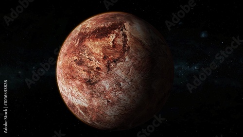 Makemake fictional planet zoom in on space with star