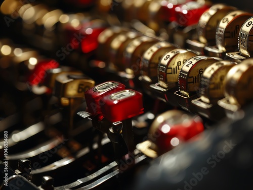 A detailed view of a stenography machines keyboard layout photo