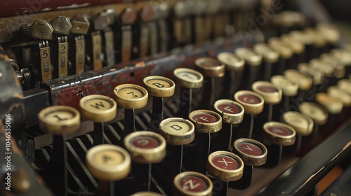 A detailed view of a stenotype machine s chorded keys photo