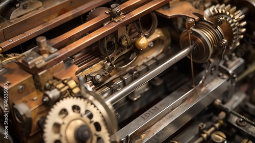 A detailed view of a stenotype machine s ribbon mechanism