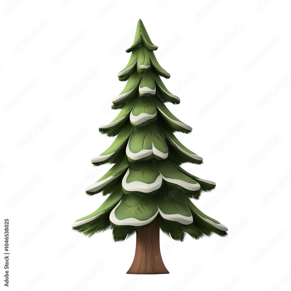 Snowy Christmas Tree on Transparent Background: 3D Model of a Festive Winter Tree Snowy Christmas Tree on Transparent Background: 3D Model of a Festive Winter Tree