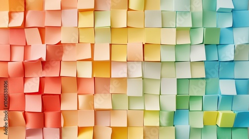 Colorful sticky notes arranged in a grid, organizational texture, top view