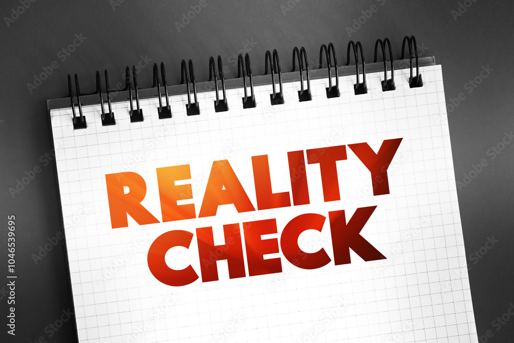 Fototapeta premium Reality Check text quote on notepad, concept background