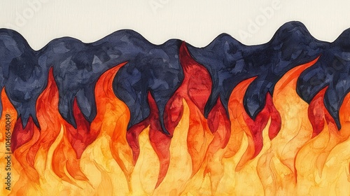 Vivid Flames and Dark Mountains An Artistic Representation of Fire's Power and Beauty