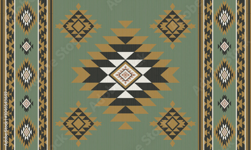 Navajo tribal vector seamless pattern. Native American ornament. Ethnic South Western decor style. Boho geometric ornament. Vector pattern. Mexican blanket, rug. Woven carpet illustration
