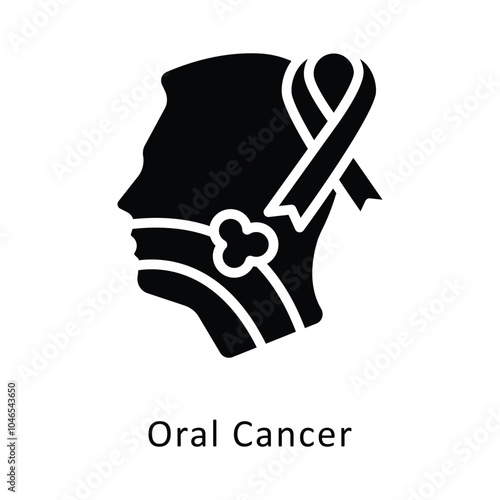 Oral Cancer vector Glyph Design icon. Cancer Symbol on White background EPS 10 File