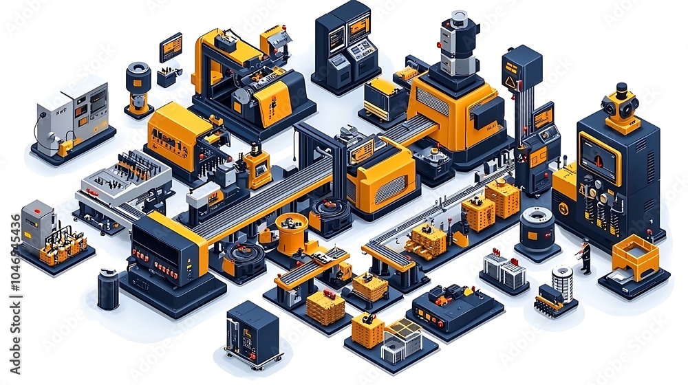 Automated Manufacturing Process with Industrial Robots and Conveyors Automated Manufacturing Process with Industrial Robots and Conveyors