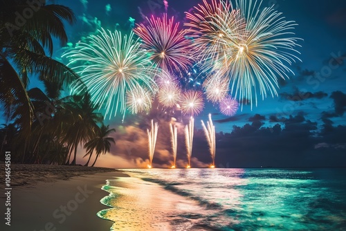 Tropisches Feuerwerk am Strand