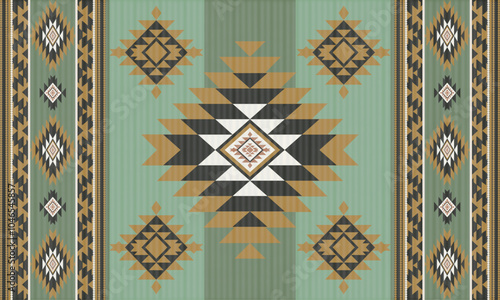 Navajo tribal vector seamless pattern. Native American ornament. Ethnic South Western decor style. Boho geometric ornament. Vector pattern. Mexican blanket, rug. Woven carpet illustration
