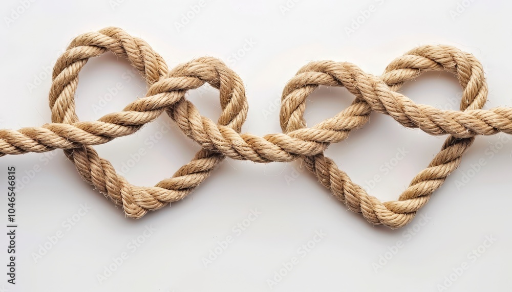 A decorative arrangement of rope forming intertwined heart shapes. A decorative arrangement of rope forming intertwined heart shapes.