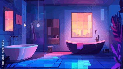 Flat illustration of bathroom.