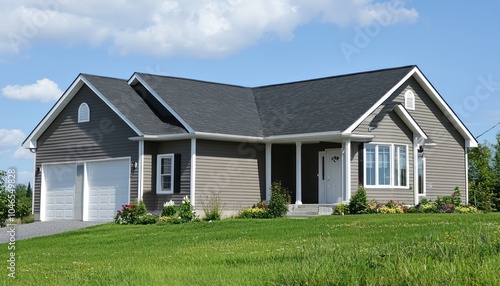 Early autumn brings vibrant foliage colors to a suburban dwelling.