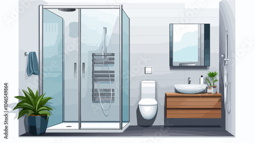 Flat illustration of bathroom.