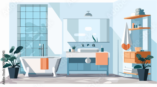 Flat illustration of bathroom.