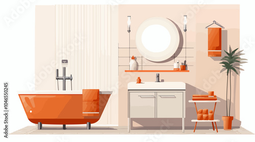 Flat illustration of bathroom.