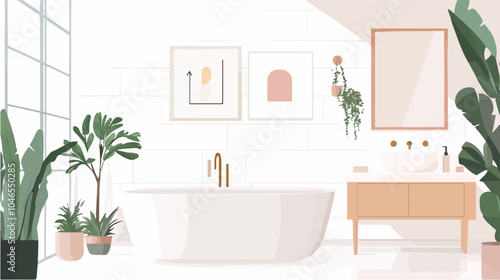 Flat illustration of bathroom.