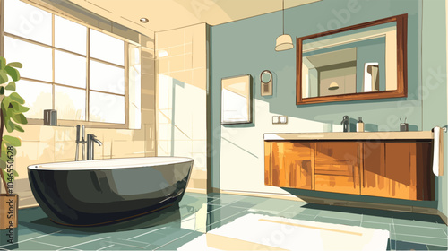 Illustration of a bathroom.