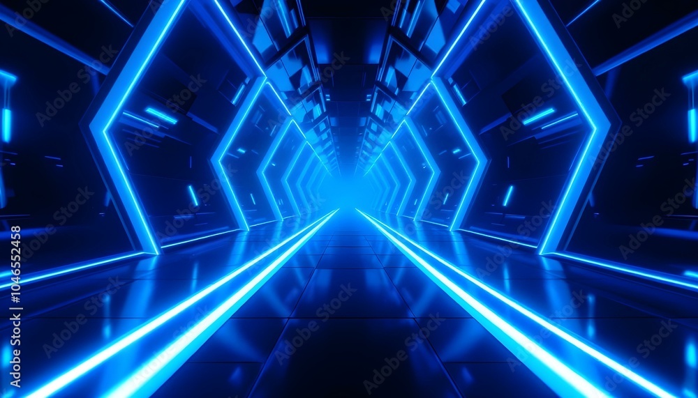 Abstract interior sci-fi spaceship corridors. futuristic design spaceship interior in blue background. Abstract 3d corridor interior design with linear light. 3d rendering Abstract interior sci-fi spaceship corridors. futuristic design spaceship interior in blue background. Abstract 3d corridor interior design with linear light. 3d rendering