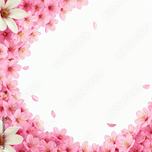 flower frame on white background. green screen background, remove background, flower, frame, pink, floral, border, spring, nature, flowers, card, design, blossom, illustration, decoration, pattern, ve