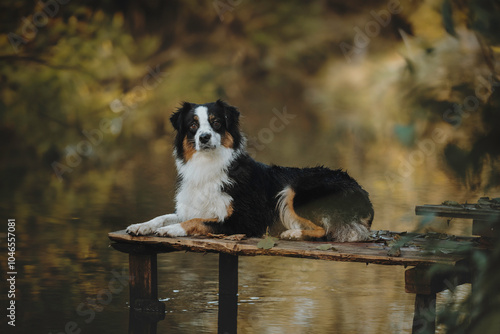 Australian shepherd autumn