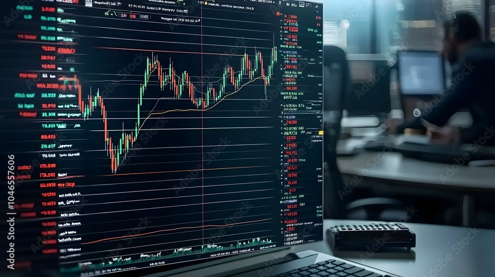 Detailed graph displaying real time currency exchange rates in a professional trading room setting showcasing the dynamic financial market and data driven decision making Detailed graph displaying real time currency exchange rates in a professional trading room setting showcasing the dynamic financial market and data driven decision making