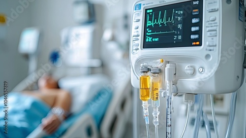 Wallpaper Mural Medical monitoring equipment with IV drip in intensive care unit hospital room Torontodigital.ca