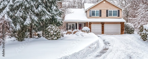 Wallpaper Mural Snow drifts over a suburban home's driveway after a storm. Torontodigital.ca