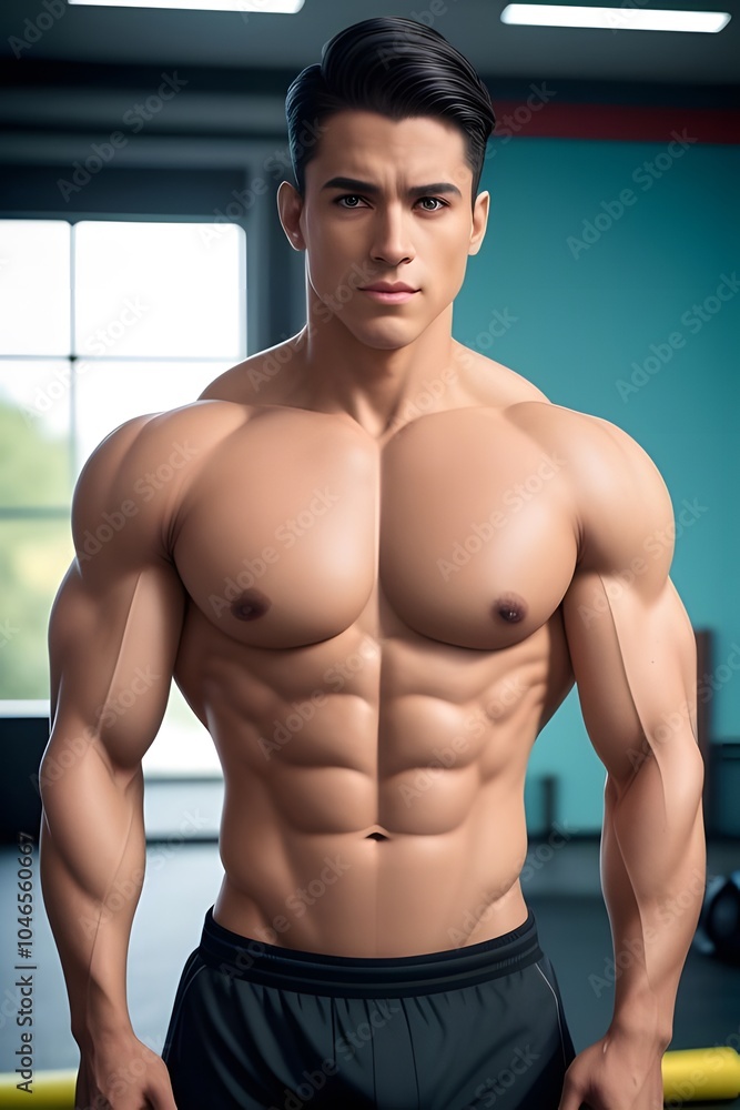 Fototapeta premium ia generated. male bodybuilder. muscular man in the gym