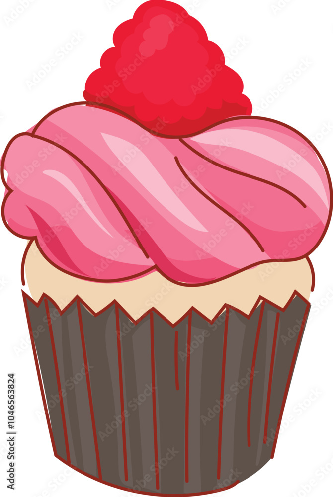 Pink cupcakes on white background. Vector illustration. Pink cupcakes on white background. Vector illustration.