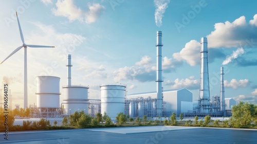 Wind Turbines and Crude Oil Refineries: A Contrast of Renewable Energy and Traditional Fossil Fuels
