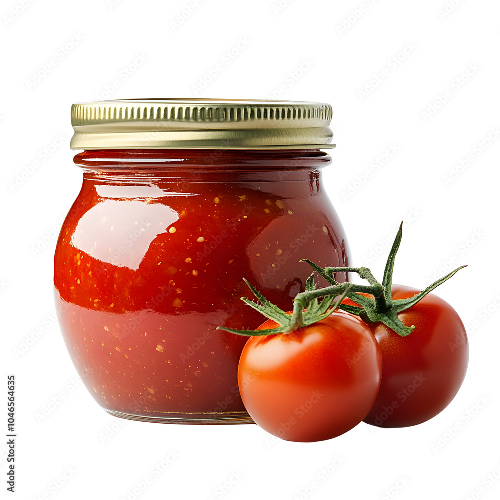 Fresh Tomato Sauce in Glass Jar with Cherry Tomatoes Fresh Tomato Sauce in Glass Jar with Cherry Tomatoes