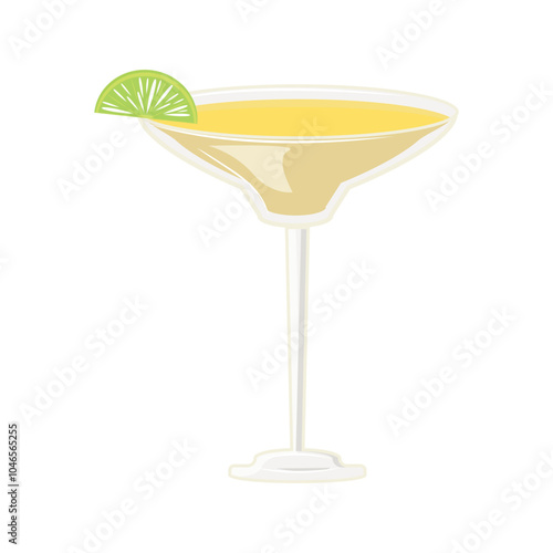 Decorative margarita glass with a lime wedge, classic cocktail for festive occasions