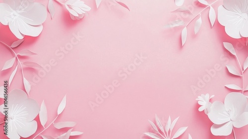 Photo of, Pink background with minimalist floral silhouettes for design, banner template photo