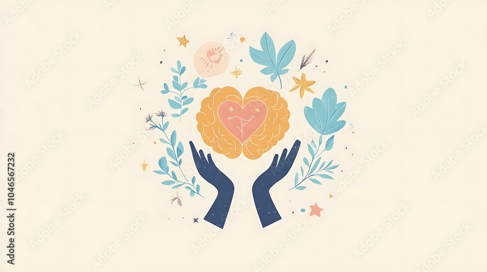 A World Mental Health Day logo with soft hues and symbols of a heart, brain, and mindfulness, promoting a global mental health campaign A World Mental Health Day logo with soft hues and symbols of a heart, brain, and mindfulness, promoting a global mental health campaign